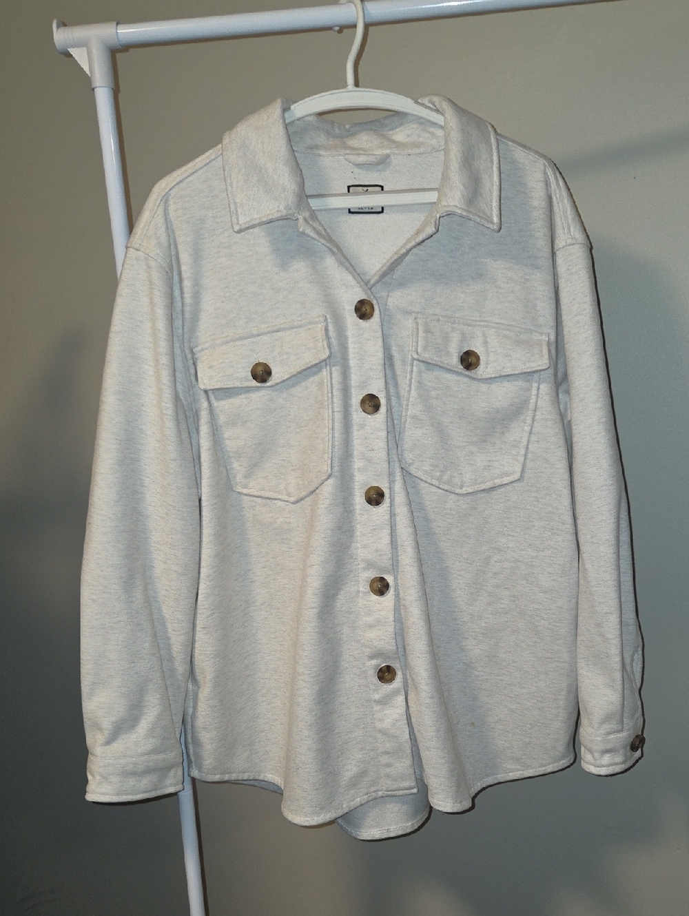 Denver Hayes Cream Button-Front Shirt Jacket
